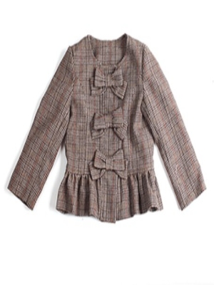 Grid cloth girl coat brown - Click Image to Close